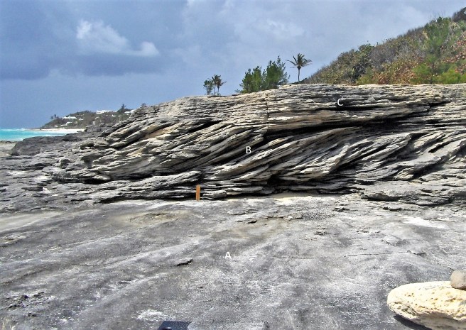 Grape Bay beach step annotated